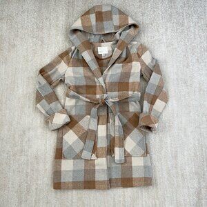 A New Day Plaid Cotton Wool Hooded Pea Coat XS